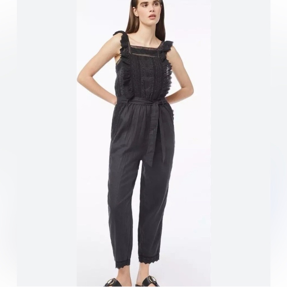Black Lace Trim Jumpsuit